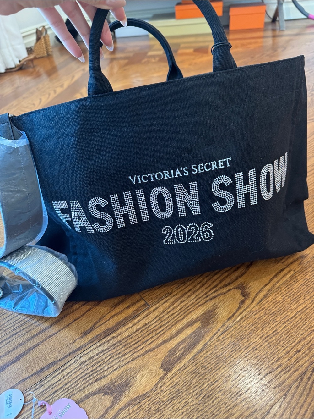 Victoria's Secret Black Tote with Crystal 'Fashion Show 2026' Logo